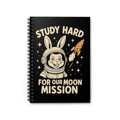 Astronaut Bunny Spiral Notebook - Study Hard for Our Moon Mission, Students Teachers STEM Gift Cute, Study Notes Planner Back to School