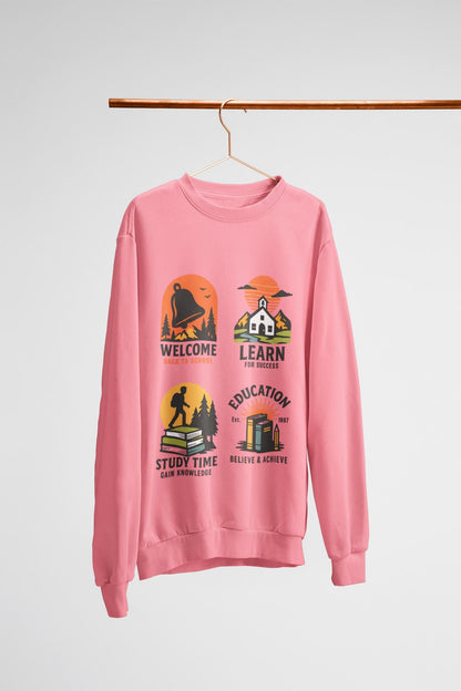 Kids Inspiring Sweatshirt - Welcome, Learn, Study Time, Fun Sweatshirt, Classroom Style, Back to School, Gift for Boy & Girl Back to School